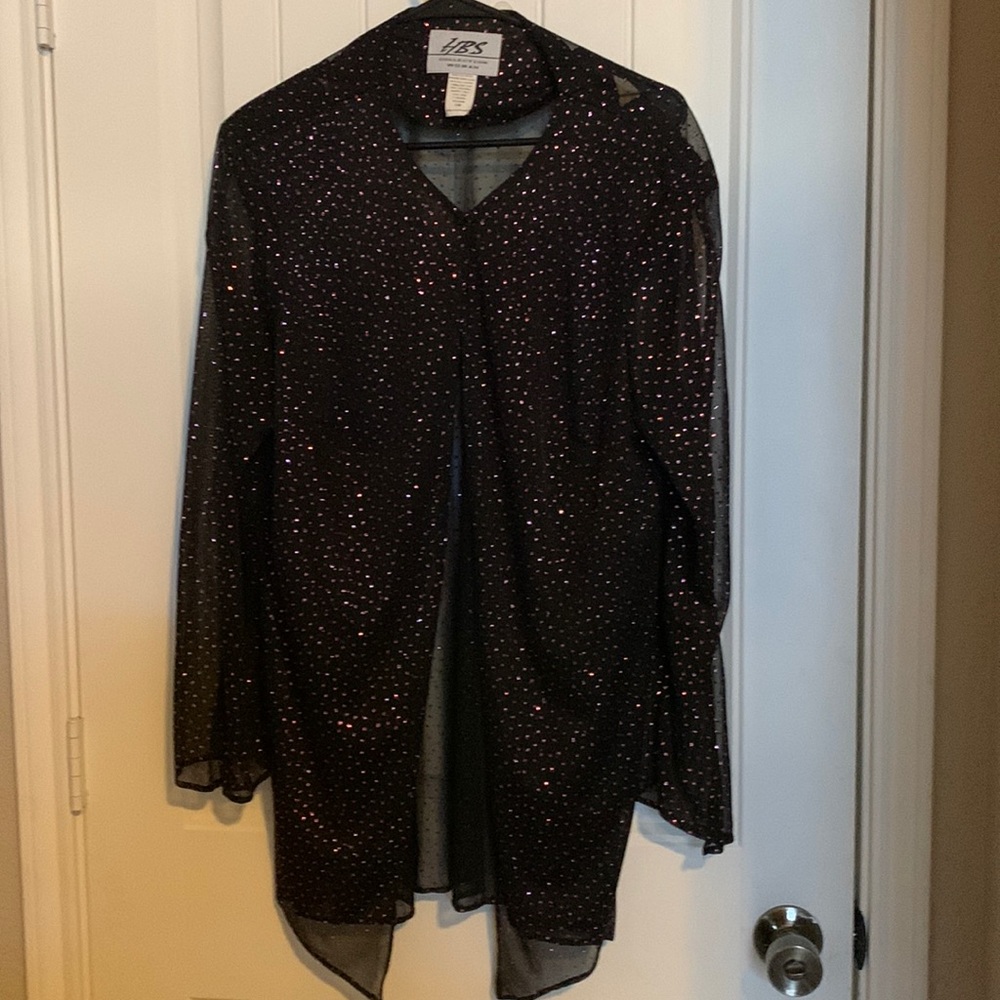 Black with pink dots lightweight cover top/jacket